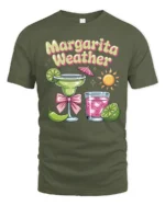 Refreshing Margarita Weather Summer Party Graphic Tshirt - military green t-shirt on white background