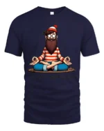 Peaceful Yogi Hidden Traveler Find Yourself Meditation Tshirt - navy t-shirt on white background
