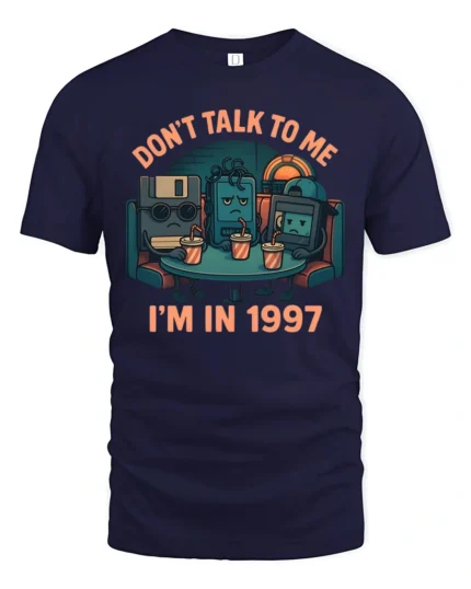 Retro 1997 Nostalgia Floppy Disk Diner Life Graphic Tshirt - navy t-shirt on white background