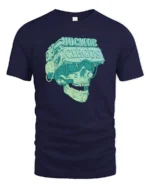 Cybernetic VR Skull Nuclear Circus Virtual Reality Tshirt - navy t-shirt on white background