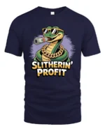Hustling Snake With Gold Chain Slitherin Profit Graphic Tshirt - navy t-shirt on white background