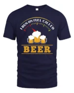 Fuel Gauge Beer Lover Funny Drinker Humor Graphic Tshirt - navy t-shirt on white background