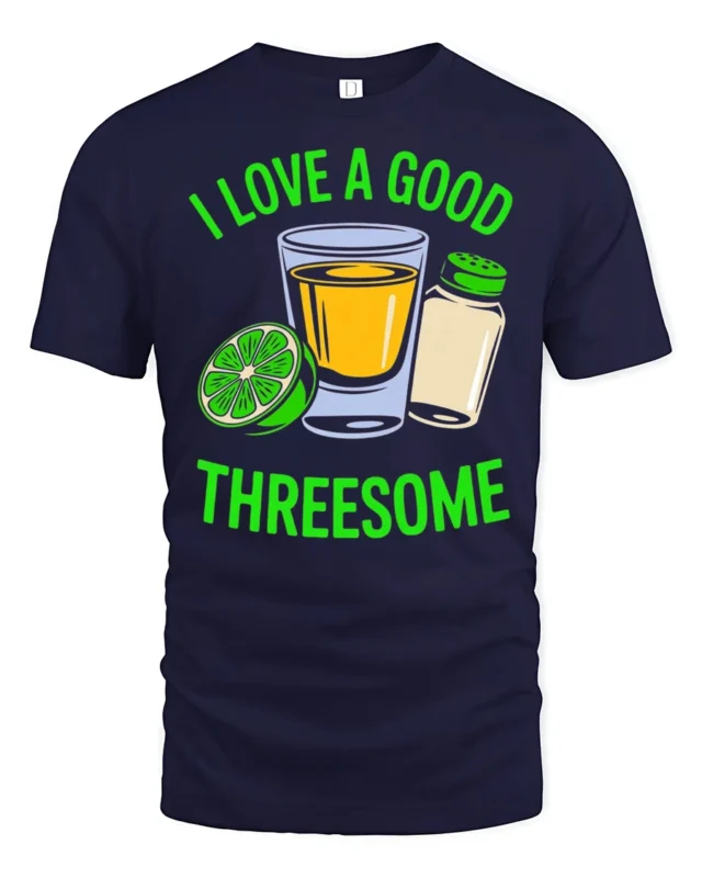 Tequila Shot Lime Salt Trio Party Time Funny Graphic Tshirt - navy t-shirt on white background