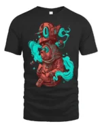 Surreal Mystic Bear Smoke Pattern Fantasy Graphic Tshirt - black t-shirt on white background