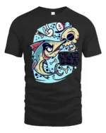 Angry Swordfish Dead Sea Skull Sailor Graphic Tshirt - black t-shirt on white background