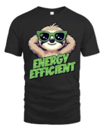 Chilled Energy Efficient Sloth Sunglasses Funny Graphic Tee - black t-shirt on white background
