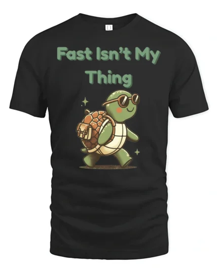 Determined Turtle Hiker Backpacking Adventure Graphic Tshirt - black t-shirt on white background