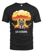 Explosive Cat Astrophe Mad Scientist Mushroom Cloud Tshirt - black t-shirt on white background