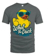 Cool Rubber Duck Wearing Sunglasses What The Duck Tshirt - gray t-shirt on white background