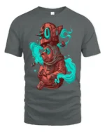 Surreal Mystic Bear Smoke Pattern Fantasy Graphic Tshirt - gray t-shirt on white background