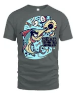 Angry Swordfish Dead Sea Skull Sailor Graphic Tshirt - gray t-shirt on white background