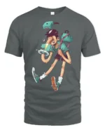 Surreal Weird Boy Long Legs Optical Illusion Graphic Tshirt - gray t-shirt on white background
