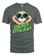 Chilled Energy Efficient Sloth Sunglasses Funny Graphic Tee - gray t-shirt on white background