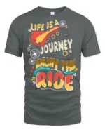 Colorful Bicycle Quote Enjoy The Ride Adventure Graphic Tee - gray t-shirt on white background
