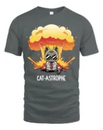 Explosive Cat Astrophe Mad Scientist Mushroom Cloud Tshirt - gray t-shirt on white background