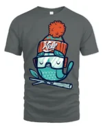 Chilly Winter Owl Beanie Hat Snow Goggles Graphic Tshirt - gray t-shirt on white background