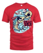Angry Swordfish Dead Sea Skull Sailor Graphic Tshirt - red t-shirt on white background