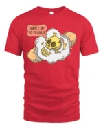 Fragile Mind Cracked Egg Skull Funny Sarcastic Graphic Tshirt - red t-shirt on white background