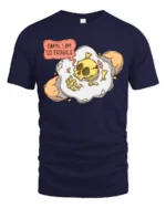 Fragile Mind Cracked Egg Skull Funny Sarcastic Graphic Tshirt - navy t-shirt on white background