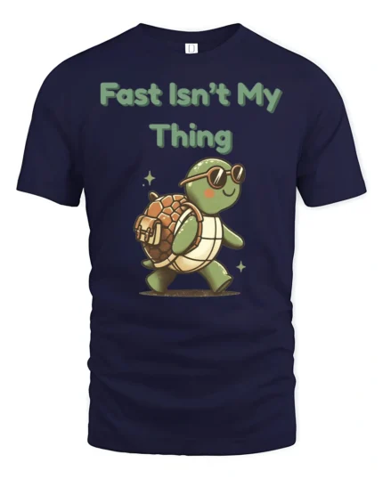 Determined Turtle Hiker Backpacking Adventure Graphic Tshirt - navy t-shirt on white background