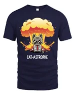 Explosive Cat Astrophe Mad Scientist Mushroom Cloud Tshirt - navy t-shirt on white background