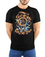 Inspirational Anchor Guide Me Never Hold Me Down Tshirt - model wearing black tee with hands behind back