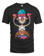 Victorious Nerd Fighter King Boxing Belt Graphic Tshirt - black t-shirt on white background
