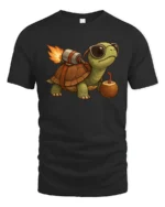 Speeding Turbo Jetpack Turtle Coconut Drink Graphic Tshirt - black t-shirt on white background