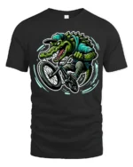 Radical BMX Gator Extreme Sports Alligator Graphic Tshirt - black t-shirt on white background