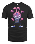 Radical Electric Monster Bunny Lightning Bolt Graphic Tee - black t-shirt on white background