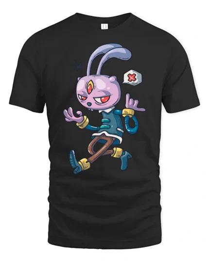 Quirky Interstellar Hare Golden Bracelets Graphic T shirt - black t-shirt on white background