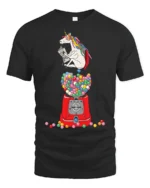 Charming Scholarly Unicorn Reading Newspaper Gumball Tshirt - black t-shirt on white background