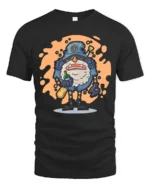 Whimsical Wizard Ogre Drunk Baseball Player Graphic Tshirt - black t-shirt on white background