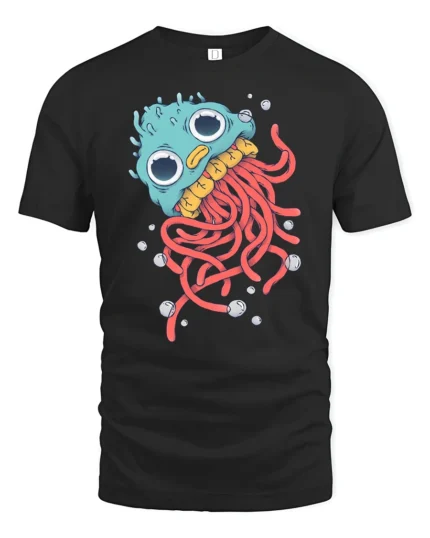 Whimsical Deep Sea Jellyfish Wide Eyed Ocean Graphic Tee - black t-shirt on white background
