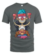 Victorious Nerd Fighter King Boxing Belt Graphic Tshirt - gray t-shirt on white background
