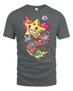Radiant Melting Star Cartoon Character Colorful Graphic Tee - gray t-shirt on white background