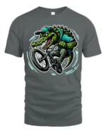 Radical BMX Gator Extreme Sports Alligator Graphic Tshirt - gray t-shirt on white background