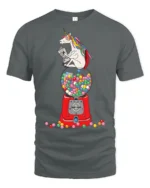 Charming Scholarly Unicorn Reading Newspaper Gumball Tshirt - gray t-shirt on white background