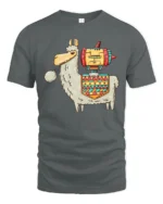 Sarcastic Rocket Llama Jetpack Tribal Pattern Graphic Tshirt - gray t-shirt on white background