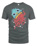 Whimsical Deep Sea Jellyfish Wide Eyed Ocean Graphic Tee - gray t-shirt on white background