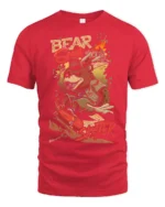 Adventurous Bear Scout Skater Retro Outdoor Graphic Tshirt - red t-shirt on white background