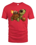 Speeding Turbo Jetpack Turtle Coconut Drink Graphic Tshirt - red t-shirt on white background
