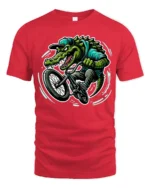 Radical BMX Gator Extreme Sports Alligator Graphic Tshirt - red t-shirt on white background