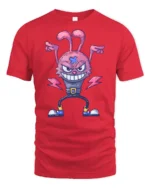 Radical Electric Monster Bunny Lightning Bolt Graphic Tee - red t-shirt on white background