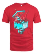 Cyber Girl Pinup Satellite Soda Astronaut Helmet Tshirt - red t-shirt on white background
