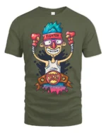 Victorious Nerd Fighter King Boxing Belt Graphic Tshirt - military green t-shirt on white background