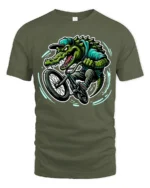 Radical BMX Gator Extreme Sports Alligator Graphic Tshirt - military green t-shirt on white background