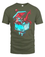 Cyber Girl Pinup Satellite Soda Astronaut Helmet Tshirt - military green t-shirt on white background