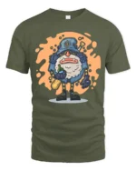 Whimsical Wizard Ogre Drunk Baseball Player Graphic Tshirt - military green t-shirt on white background