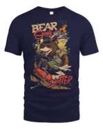 Adventurous Bear Scout Skater Retro Outdoor Graphic Tshirt - navy t-shirt on white background